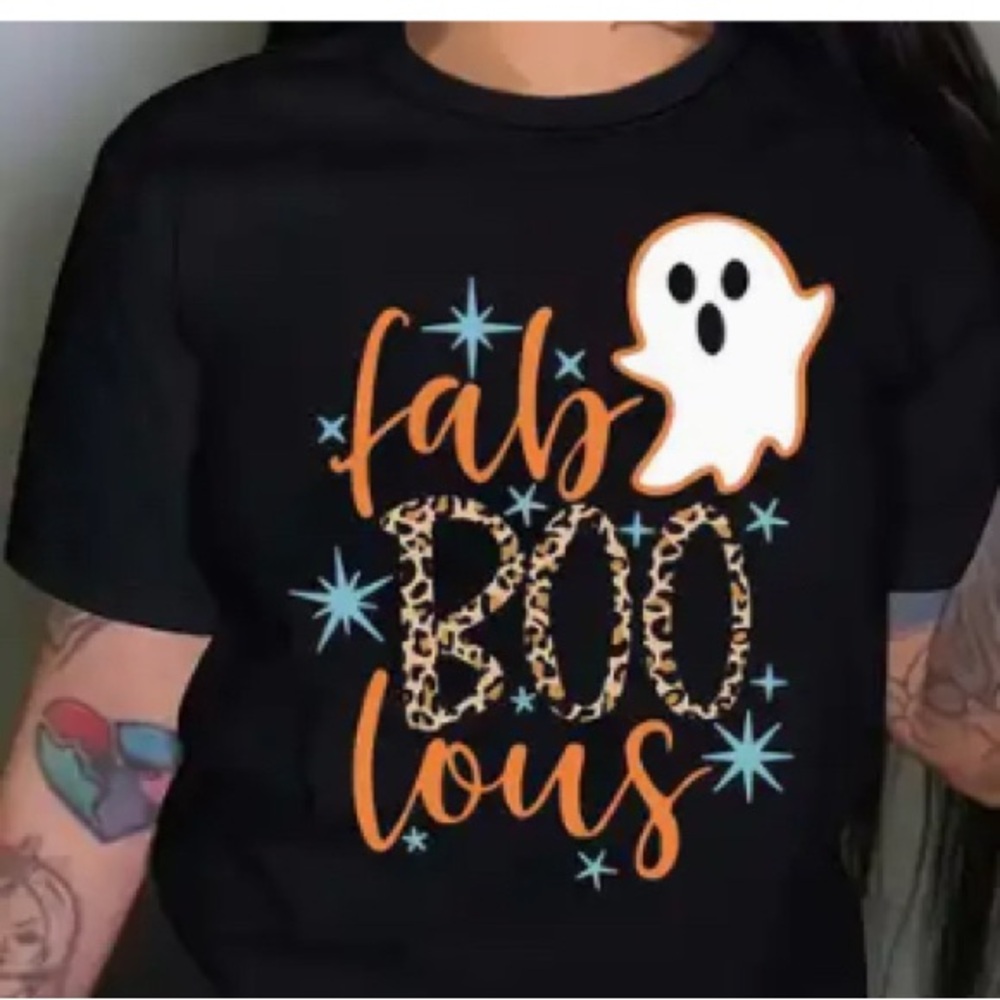 Halloween 'Fab BOO lous' Graphic Tee. NIP